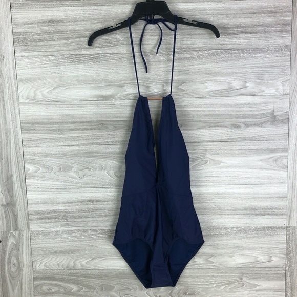 TED BAKER NWT $149 HALTER PIKAA ONE PIECE SWIMSUIT NAVY SIZE 10 US - Picture 2 of 12